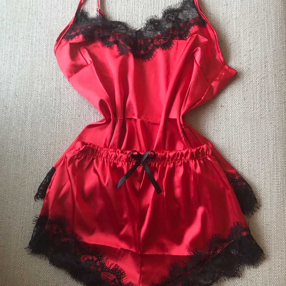 Red Velvet Cami Set